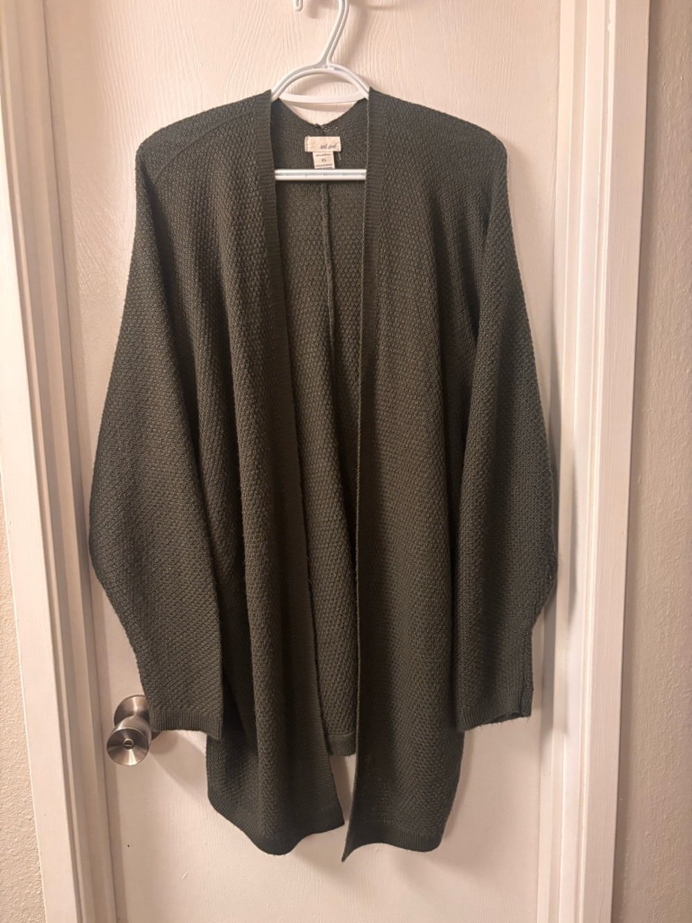 Wet Seal Olive Green Open-Front Knit Cardigan